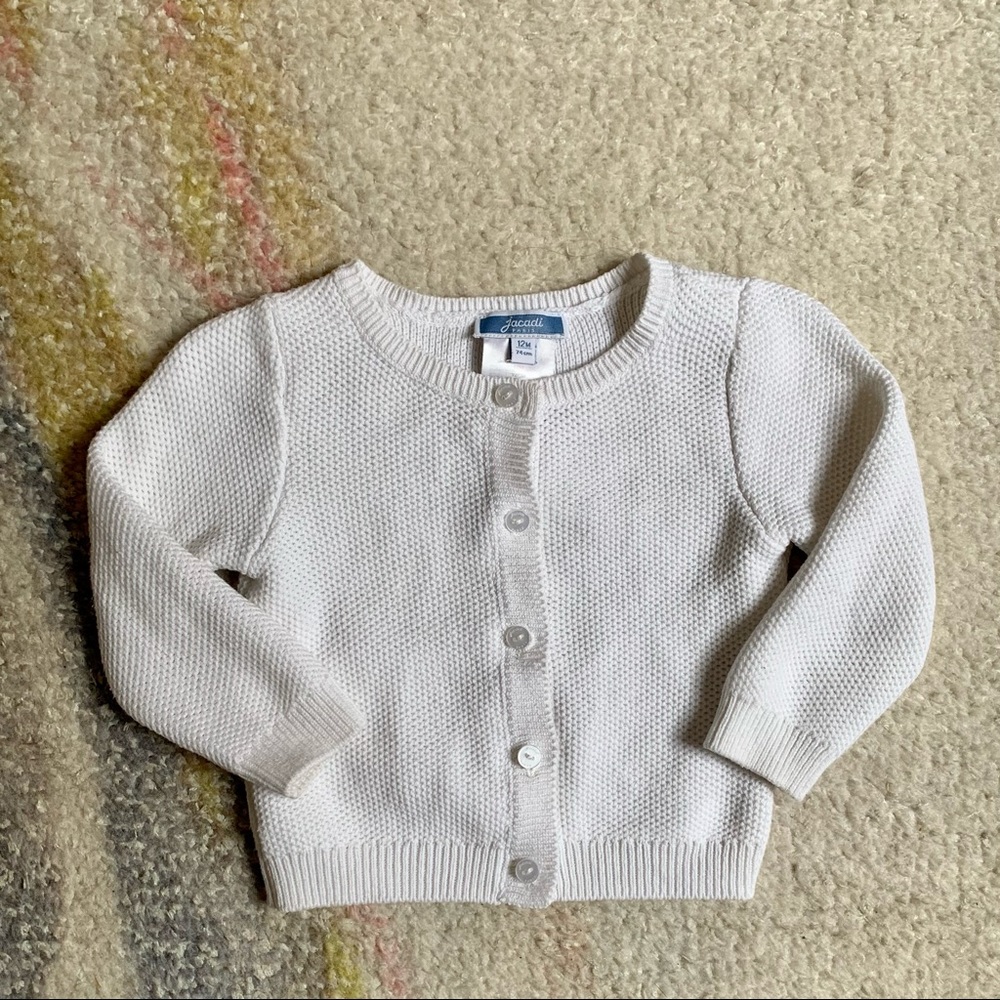 Jacadi - White Cotton Sweater EUC 12m